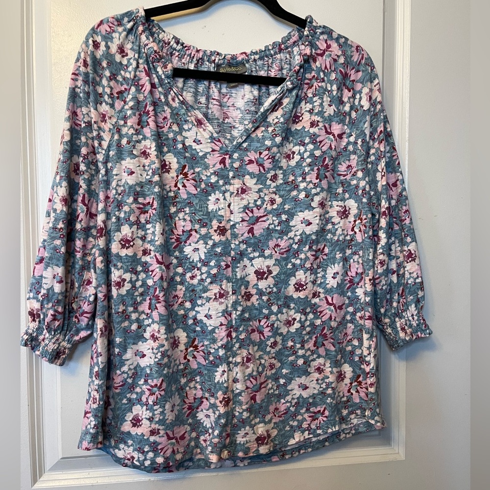 Style & Co PXL Floral Women's Blouse 3/4 Sleeves